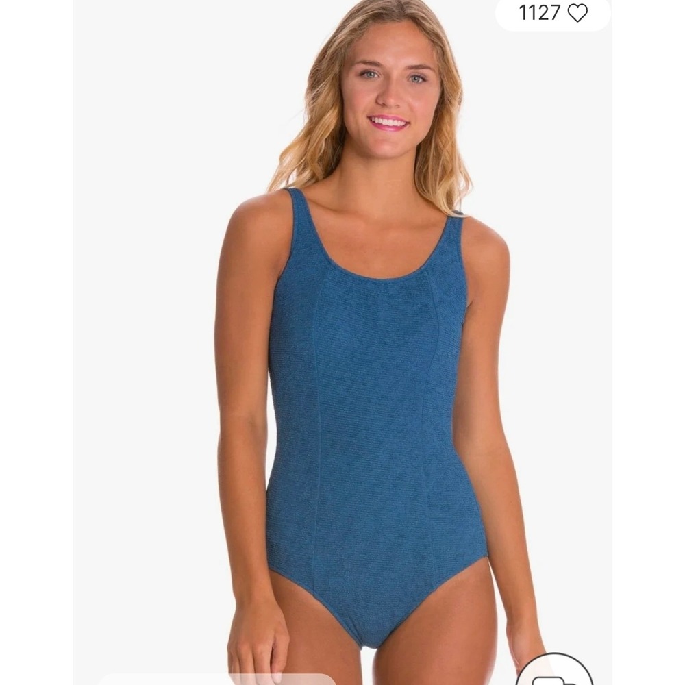 Sporti Textured Chlorine Resistant Scoop Back One Piece Slimsuit size 14 NWT